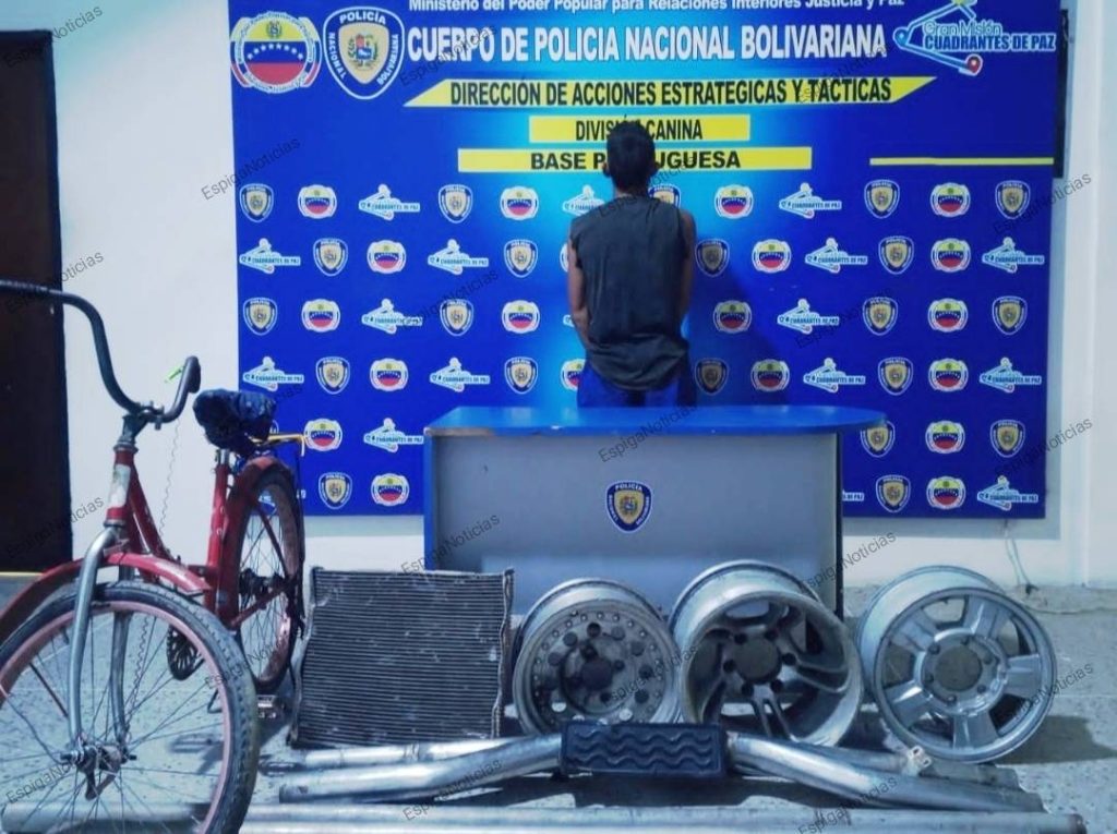 El presunto ladrón capturado por la comisión policial