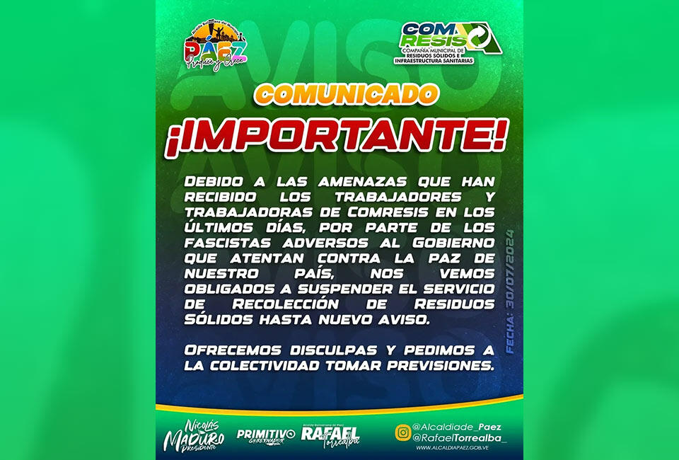 comunicado de la alcaldia de paez portuguesa